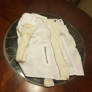 Women's All White Red Snap Jacket